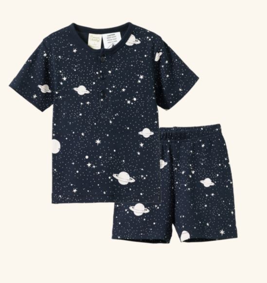 Nature Baby Short Sleeve Cotton Pyjamas Galactic Navy