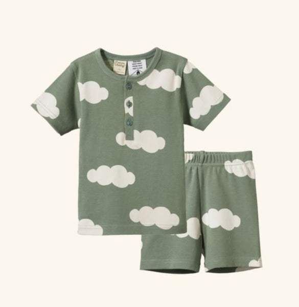 Nature Baby Short Sleeve Cotton Pyjamas Lily Pad Cloud