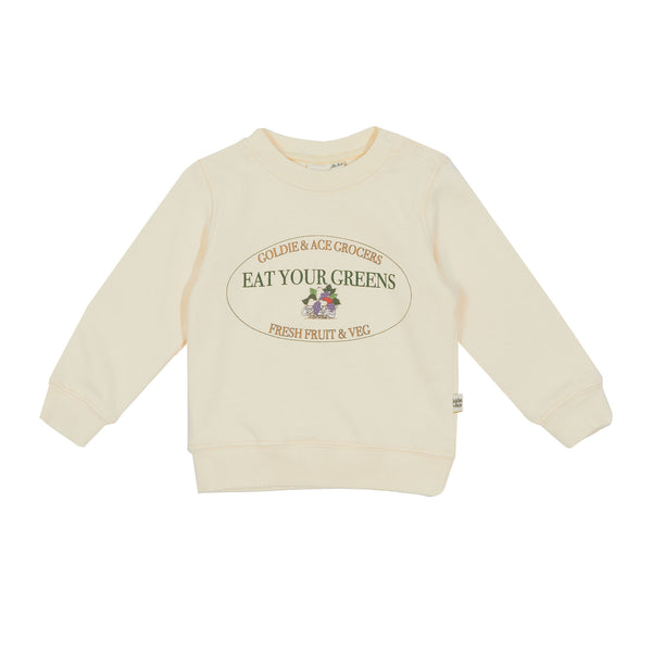 Goldie and Ace Eat Your Greens Sweater Antique White