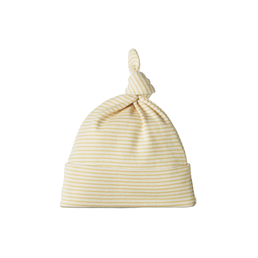 Nature Baby Cotton Knotted Beanie Sand Pinstripe