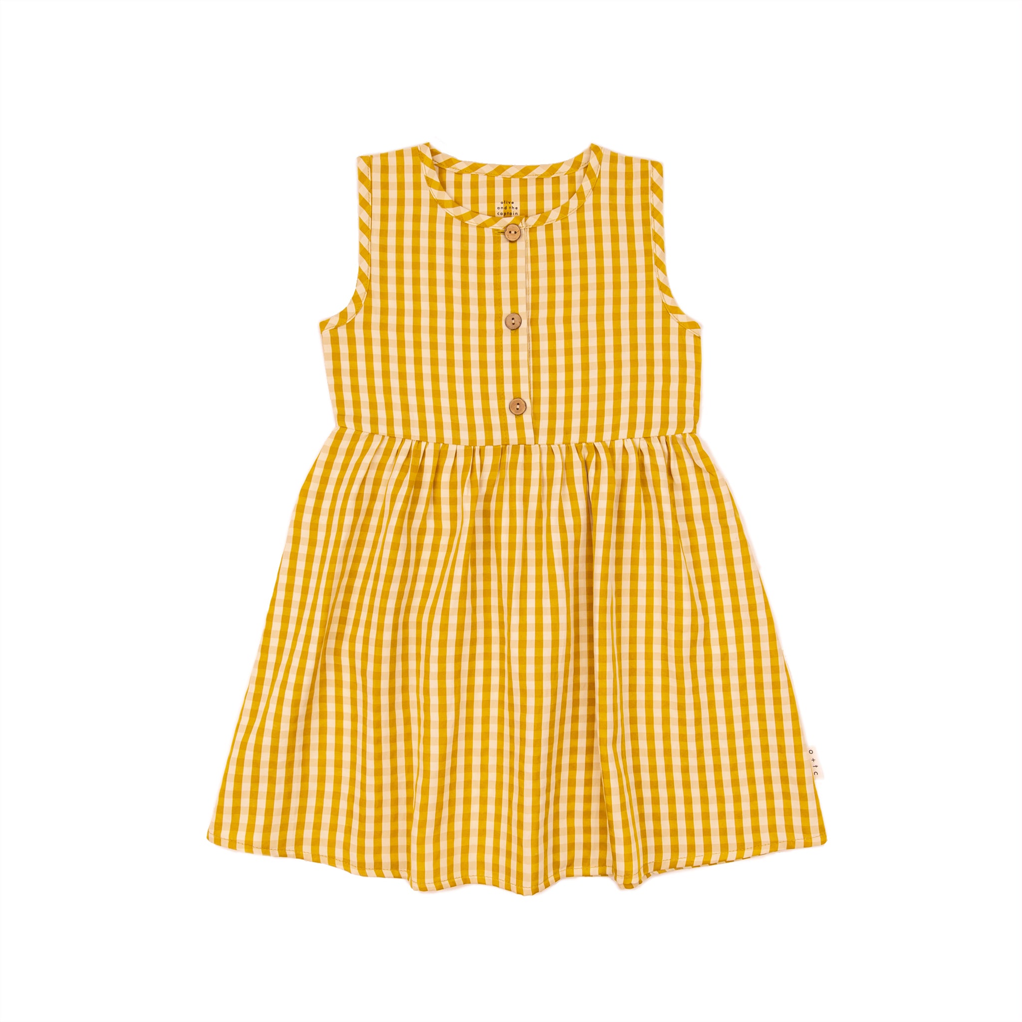Olive and the Captain Gingham Dress Lemon | Tiny Sprout