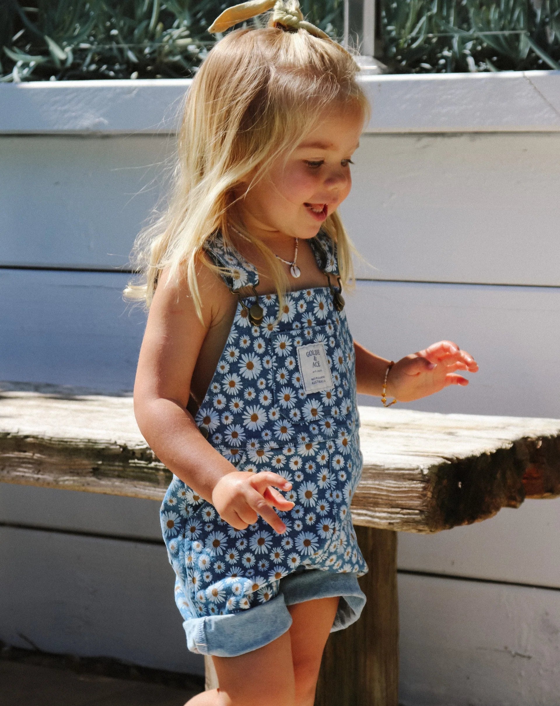 Goldie and Ace Burton Denim Overalls Daisies | Tiny Sprout
