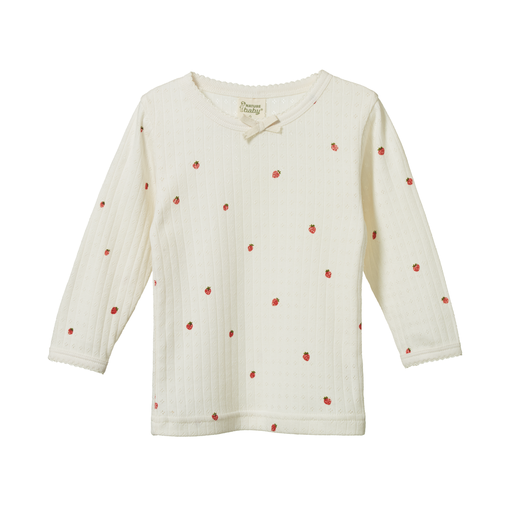 Nature Baby Long Sleeve Pointelle Tee Strawberry Fields