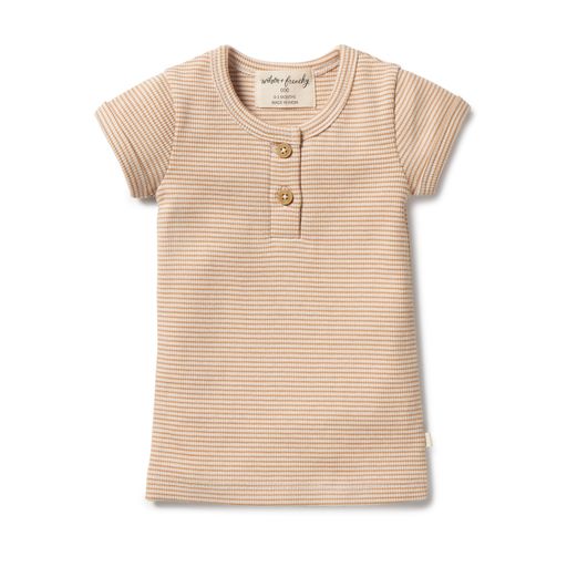 Wilson and Frenchy Rib Henley Tee Toffee Stripe
