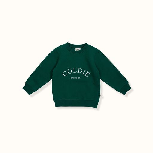 Goldie and Ace Embroidered Sweater Goldie Crew Green