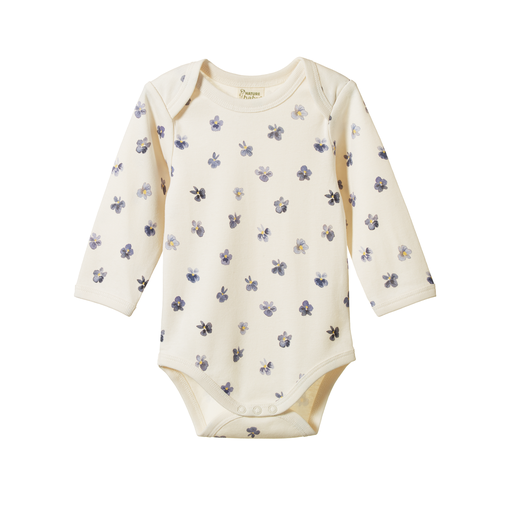 Nature Baby Long Sleeve Bodysuit Pressed Pansy Print