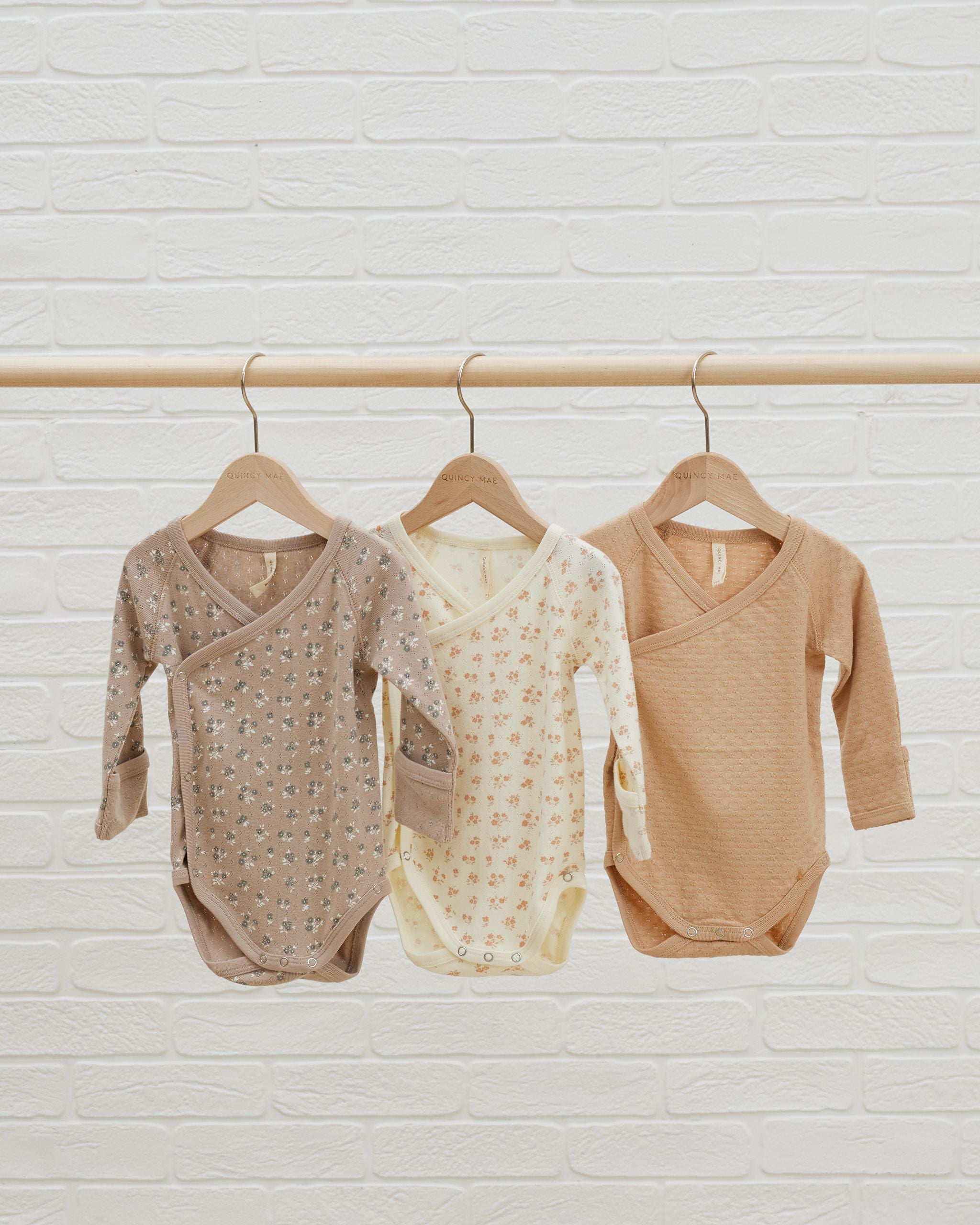 Quincy Mae Ribbed Bodysuit 2-Pack in Natural Suns and Clay