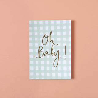 Baby Gift Card - Oh Baby Mint Gingham