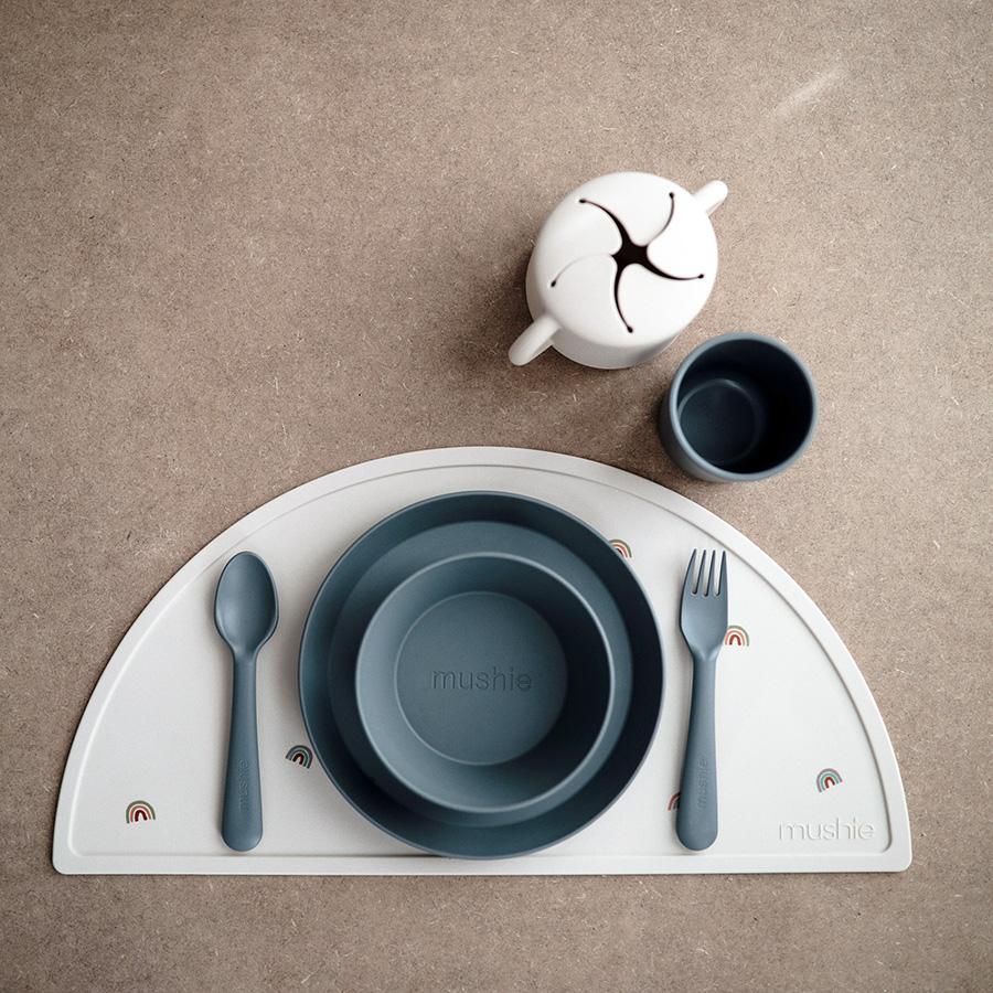 Mushie Dinnerware Fork and Spoon Set Smoke Tiny Sprout