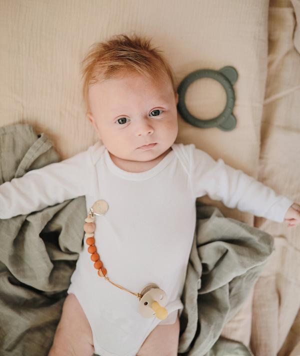 Mushie Extra Soft Muslin Cot Sheet Blush Tiny Sprout