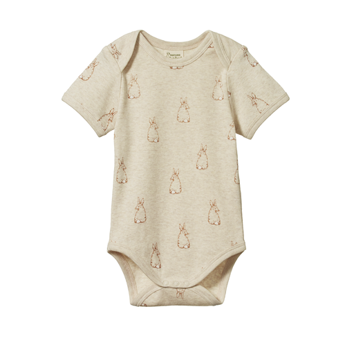 Nature Baby Short Sleeve Bodysuit Bunny Tales Oatmeal