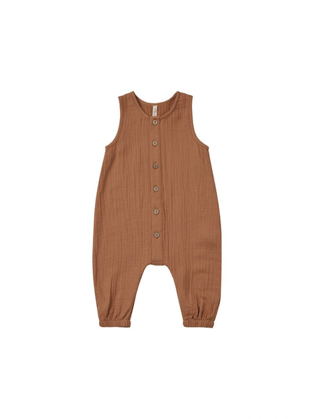 Quincy Mae Organic Woven Sleeveless Jumpsuit Clay