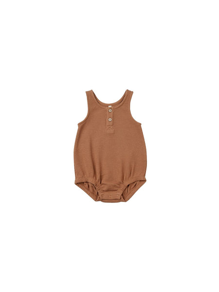 Quincy Mae Organic Sleeveless Bubble Romper Clay