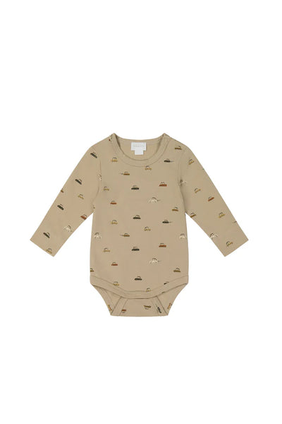 Jamie Kay Cotton Fernley Long Sleeve Bodysuit Vintage Cars Khaki