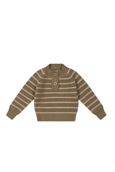Jamie Kay Knit Daniel Jumper Woodsmoke Oatmeal Stripe