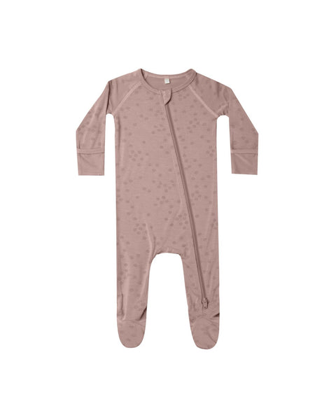Quincy Mae Bamboo Zip Footie Mauve Bloom