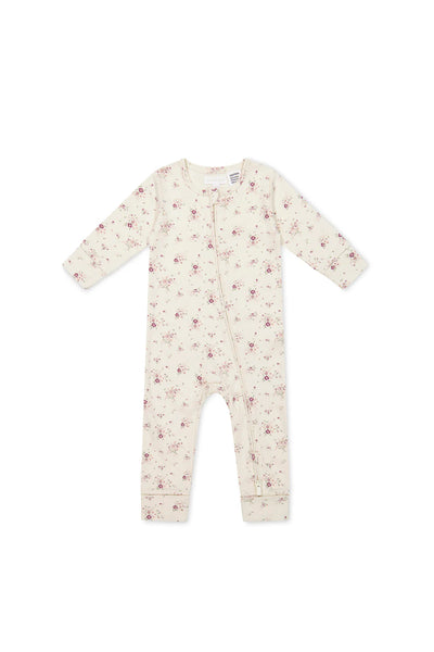 Jamie Kay Cotton Frankie Zip Onepiece Sweet William Floral Natural