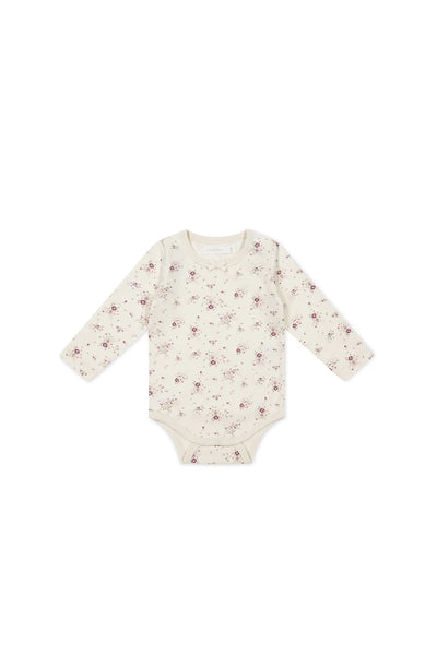 Jamie Kay Cotton Long Sleeve Bodysuit Sweet William Floral Natural