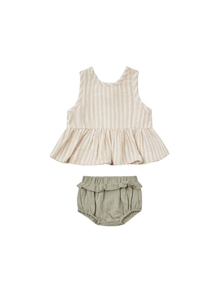 Quincy Mae Organic Sleeveless Peplum Set Vintage Stripe