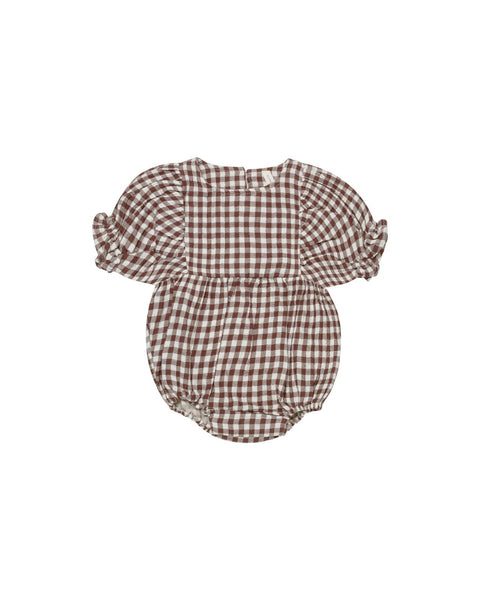 Quincy Mae Organic Cosette Romper Plum Gingham