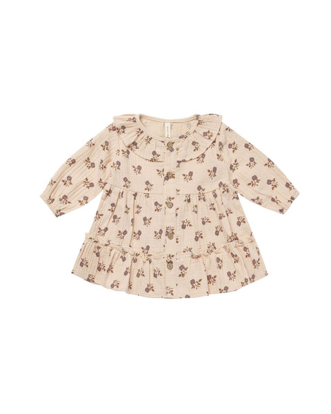 Quincy Mae Ruffle Collar Button Dress Fig Flora Shell