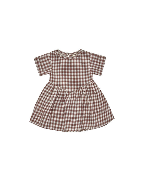 Quincy Mae Organic Brielle Dress Plum Gingham