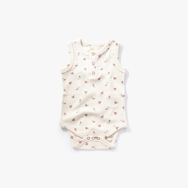 Sapling Organic Waffle Tank Bodysuit Winter Rose