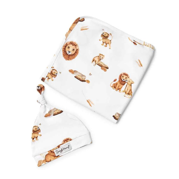 Snuggle Hunny Kids Baby Jersey Wrap and Beanie Set Lion