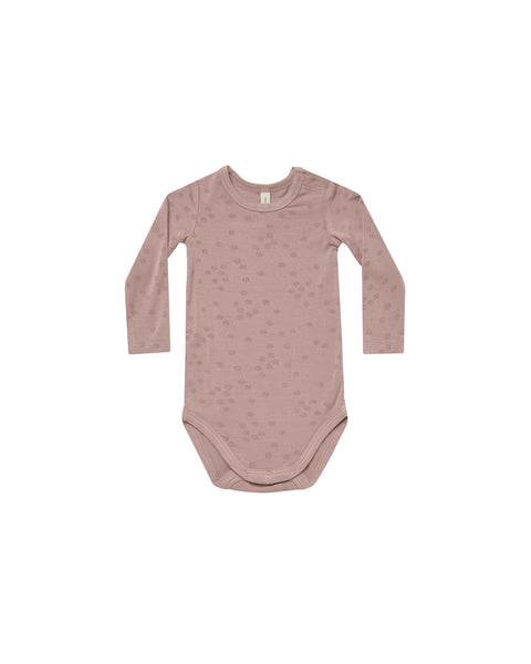 Quincy Mae Bamboo Long Sleeve Bodysuit Mauve Bloom