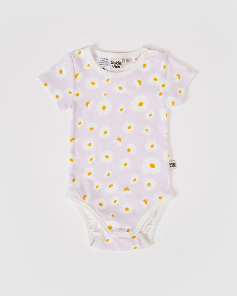 Goldie and Ace Short Sleeve Bodysuit Dancing Daisies Lavender