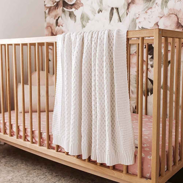 Snuggle Hunny Kids Diamond Knit Baby Blanket White