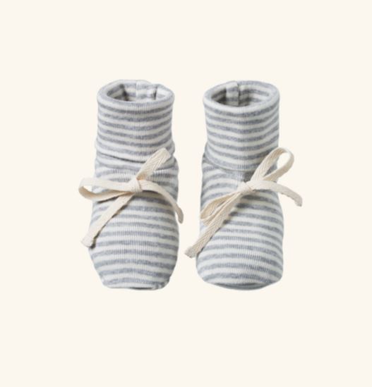 Nature Baby Cotton Booties Grey Marle Stripe