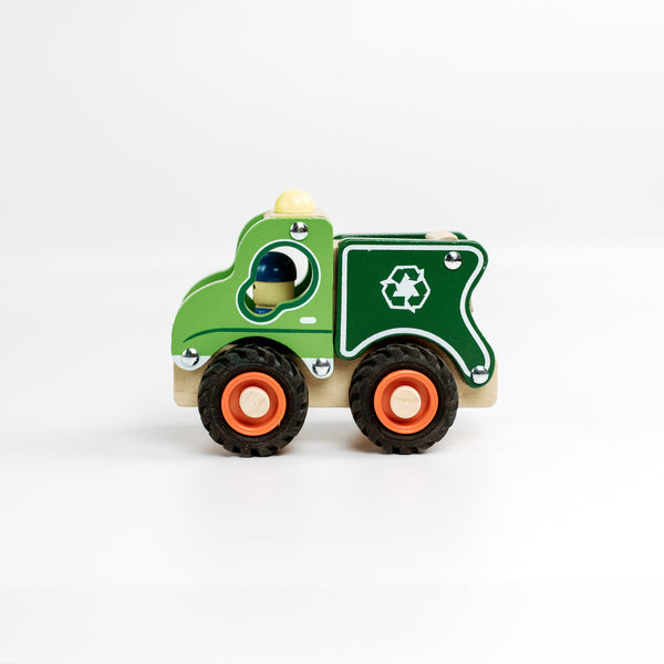 Wooden Toy Rubbish Truck Green