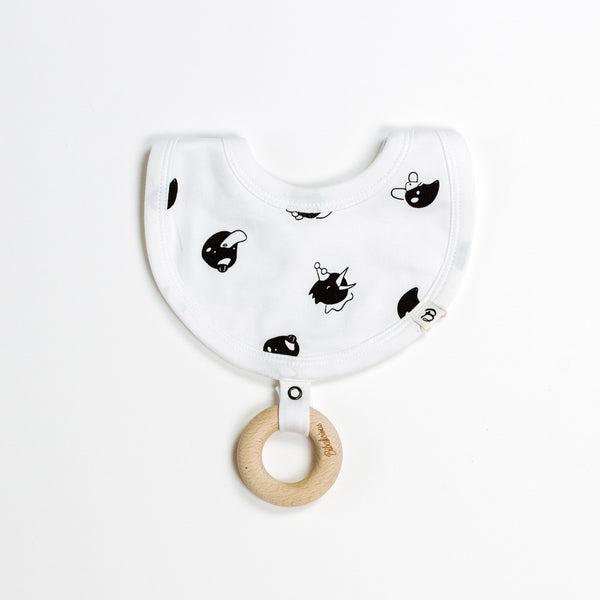 Bibalicious Round Bib with Wooden Teether Native Emoticons