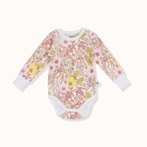 Goldie and Ace Long Sleeve Bodysuit Vintage Floral Blush
