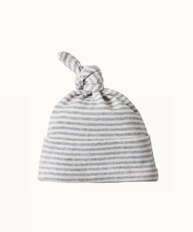 Nature Baby Cotton Knotted Beanie Grey Marle Stripe