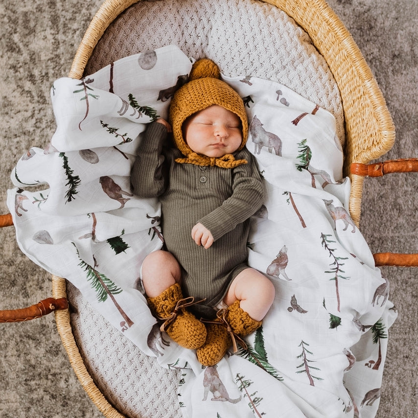 Merino Wool Bonnet & Bootie Set - Fawn