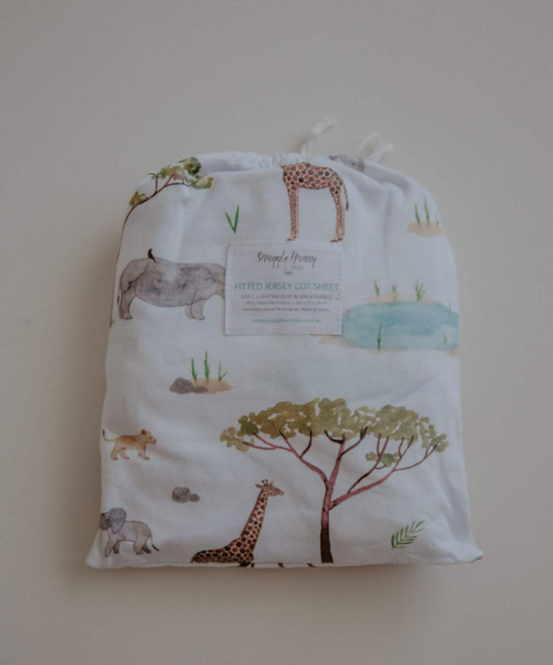 Snuggle Hunny Kids Fitted Cot Sheet African Safari
