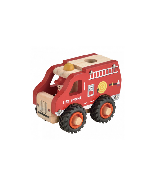 Wooden Toy Fire Engine Red
