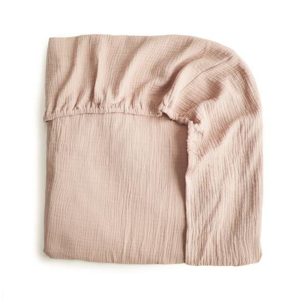 Mushie Extra Soft Muslin Cot Sheet Blush