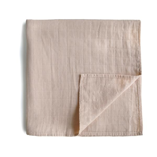 Mushie Organic Cotton Muslin Swaddle Blanket Blush