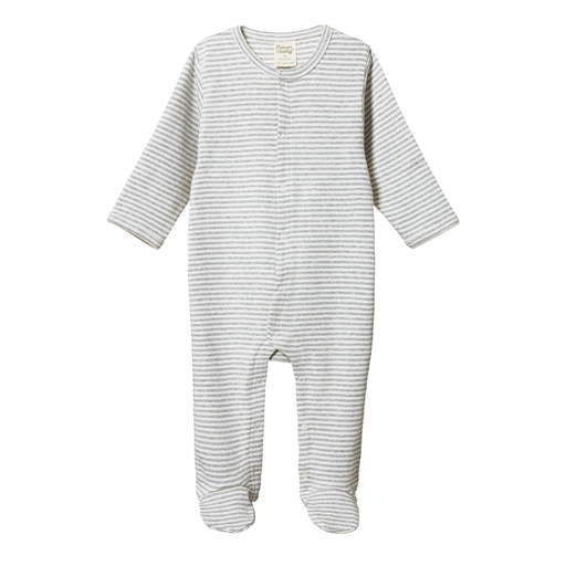 Nature Baby Stretch and Grow Romper Grey Marle Stripe
