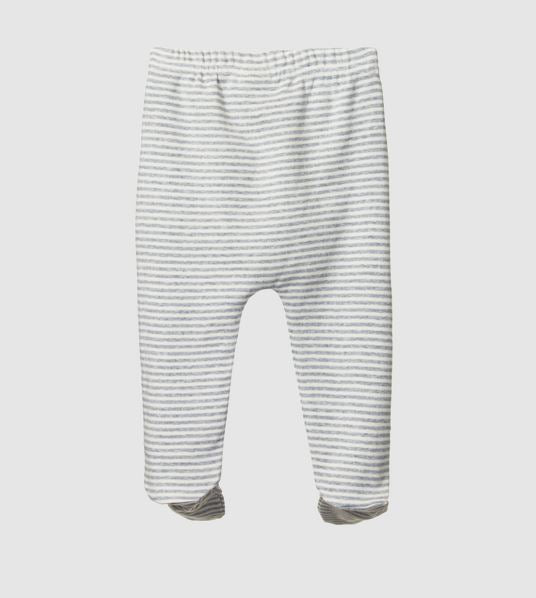 Nature Baby Footed Pants Grey Marle Stripe Tiny Sprout
