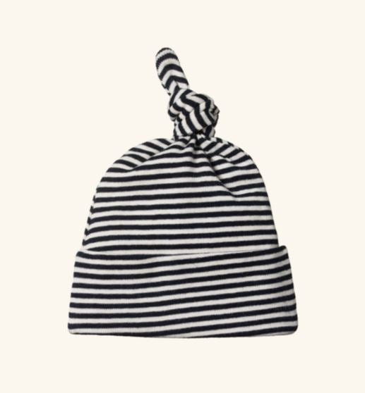 Nature Baby Cotton Knotted Beanie Navy Stripe