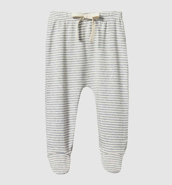 Nature Baby Footed Pants Grey Marle Stripe