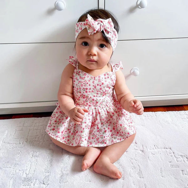 A Little Lacey Tie Back Romper Cherry Blossom Floral