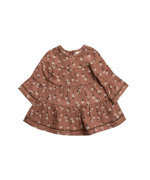 Quincy Mae Organic Belle Dress Ditsy Clay