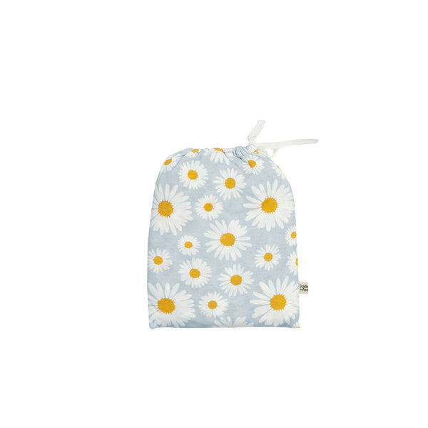 Goldie and Ace Fitted Bassinet Sheet Daisy Print Sky Blue