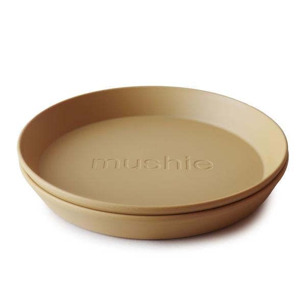 Mushie Round Dinner Plate Set Mustard
