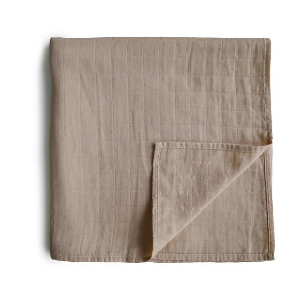 Mushie Organic Cotton Muslin Swaddle Blanket Natural
